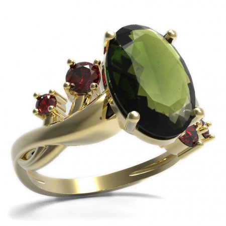 BG prsten s oválným kamenem 480-P - Kov: Stříbro 925 - rhodium, Kámen: Granát