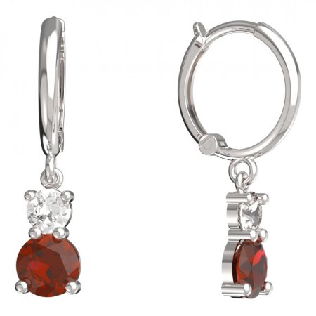 BeKid, Gold kids earrings -857 - Switching on: Circles 12 mm, Metal: White gold 585, Stone: Red cubic zircon
