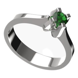 Zlatý prsten se zeleným zirkonem, bílé zlato 585 – 769