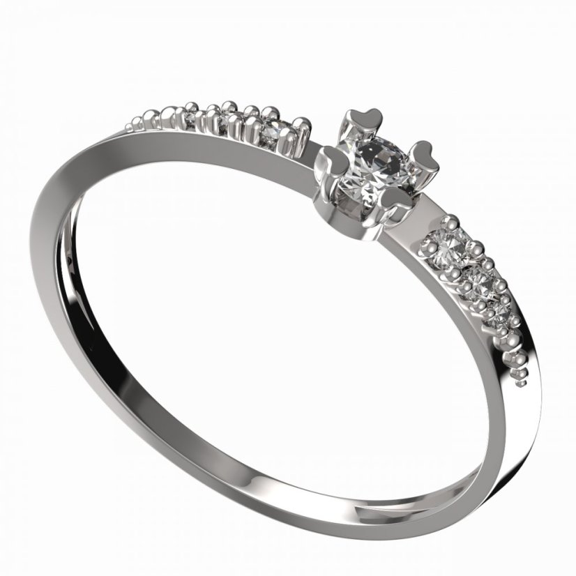 BG zlatý diamantový prstýnek 883 D Bílé zlato - 585 Diamant lab-grown