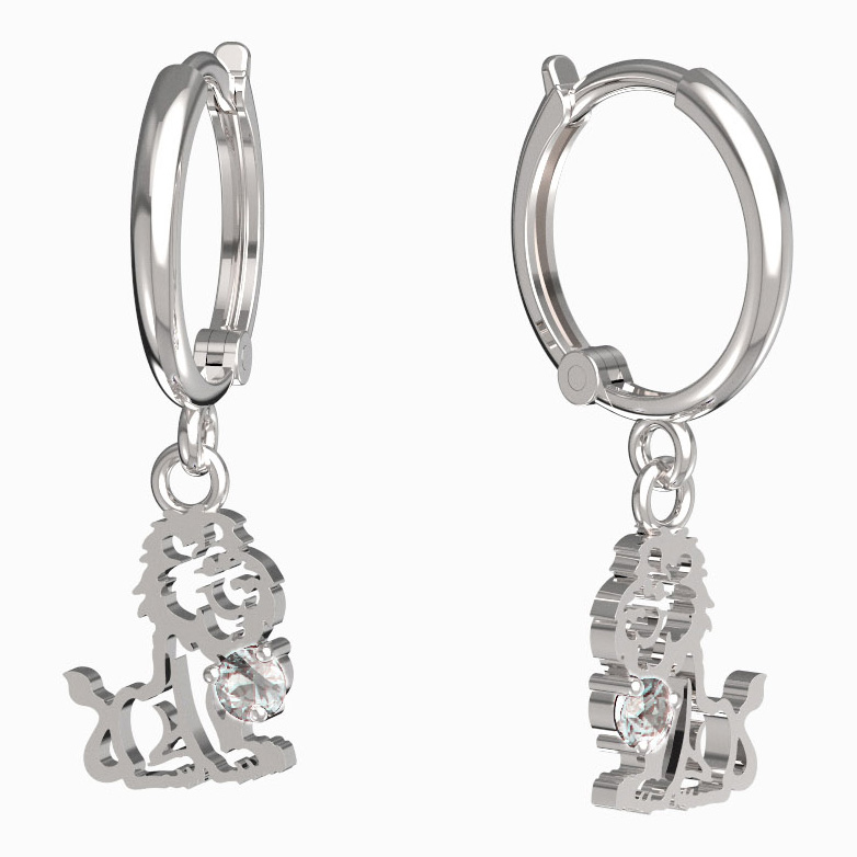 BeKid dětské náušnice lev 1191 Bílé zlato - 585 Diamant