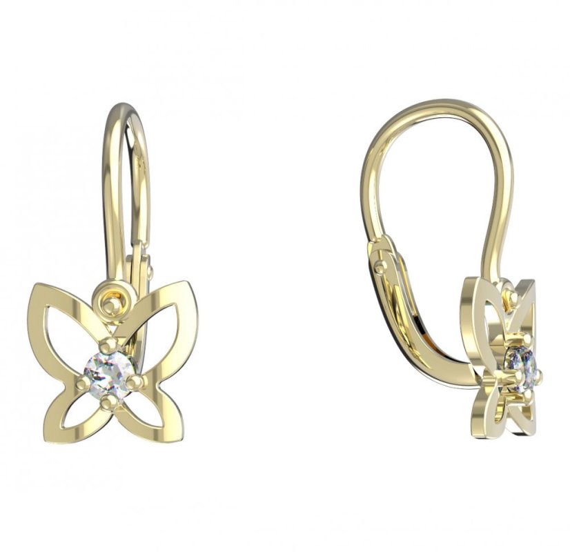 BeKid dětské náušnice motýlek 844 Žluté zlato - 585 Diamant