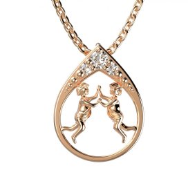 BG zlatý diamantový přívěšek Blíženci 047 Růžové zlato 585 (30-90dní) Diamant lab-grown