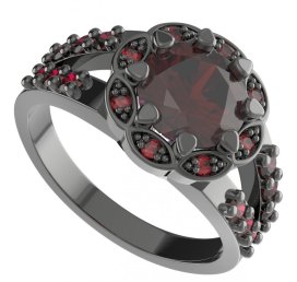 BG prsten kulatý 993-Y Stříbro 925 - ruthenium (30-90dní) Granát