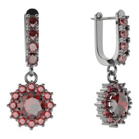 BG kulaté náušnice 098-96 Stříbro 925 - ruthenium (30-90dní) Granát