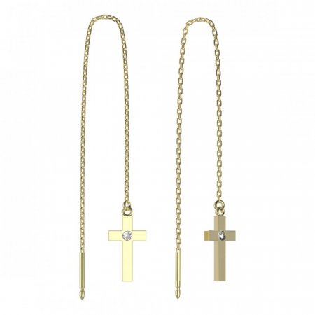 BeKid, Gold kids earrings -1104 - Switching on: Pendant hanger, Metal: Yellow gold 585, Stone: Red cubic zircon
