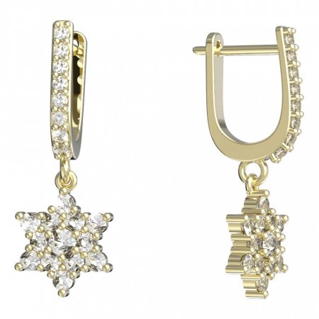 BeKid, Gold kids earrings -090 - Switching on: Chain 9 cm, Metal: Yellow gold 585, Stone: Diamond