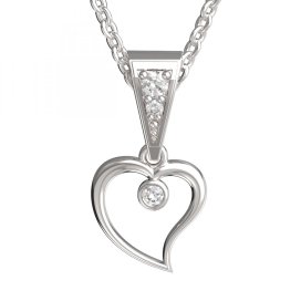 BG zlatý přívěšek srdíčko 1565 Bílé zlato - 585 Diamant