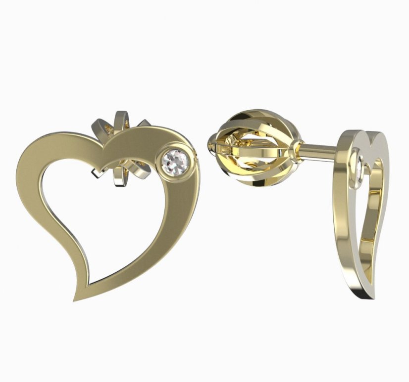 BeKid dívčí náušnice srdíčko 1269 Žluté zlato - 585 Diamant
