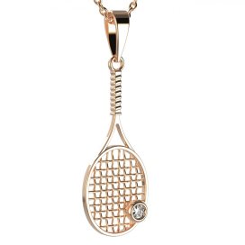 BG zlatý diamantový přívěs  Tenisová raketa 1374 Růžové zlato 585 (30-90dní) Diamant