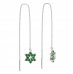 BeKid, Gold kids earrings -090 - Switching on: Chain 9 cm, Metal: White gold 585, Stone: Green cubic zircon