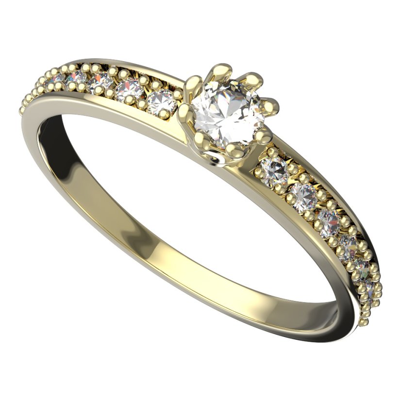Zlatý prsten s diamantem, žluté zlato 585 – 554 (ZD32554E)