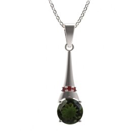 BG přívěs kruhového tvaru 474-C Stříbro 925 - rhodium Vltavín a granát