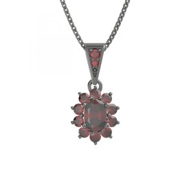 BG přívěs český přírodní granát  756-1 Stříbro 925 - ruthenium (30-90dní) Granát