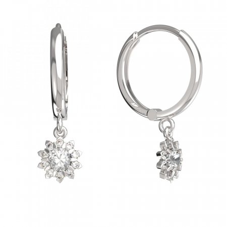 BeKid, Gold kids earrings -864 - Switching on: Circles 15 mm, Metal: White gold 585, Stone: Diamond