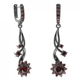 BG náušnice kruhováho tvaru 511-P93 Stříbro 925 - ruthenium (30-90dní) Granát