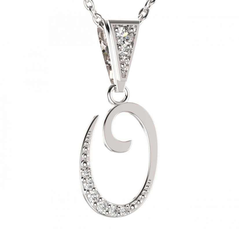 BG zlatý přívěsek písmenko O - 1224 Bílé zlato - 585 Diamant