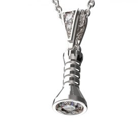 BG zlatý diamantový přívěšek - Baterka 799 Bílé zlato - 585 Diamant lab-grown