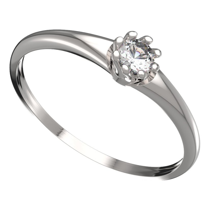 BG zlatý prstýnek 554 I Bílé zlato - 585 Diamant