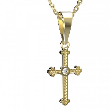 BG zlatý diamantový přívěšek křížek 1110 - Kov: Žluté zlato 585, Ouško: Ouško 0, Kámen: Diamant lab-grown