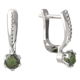 BG vltavínové náušnice 870 Bílé zlato - 585 Vltavín a diamant