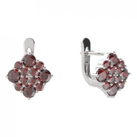 BG  náušnice 317 Stříbro 925 - rhodium Granát