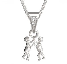 BG zlatý přívěšek Blíženci 040 Bílé zlato - 585 Diamant
