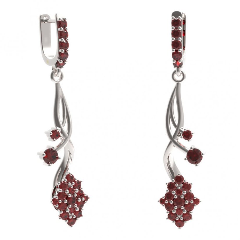 BG náušnice ve tvaru hvězdy 536-P93 Stříbro 925 - rhodium Granát