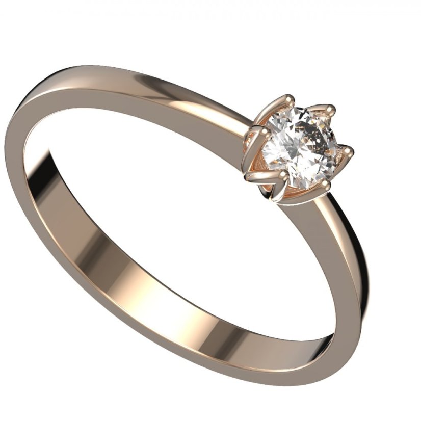 Zlatý prsten s lab-grown diamantem, růžové zlato 585 – 1122