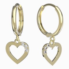 BeKid dívčí náušnice srdíčko 1257 Žluté zlato - 585 Bílý kubický zirkon