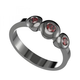 BG prsten přírodní broušený granát   739 Stříbro 925 - ruthenium (30-90dní) Granát