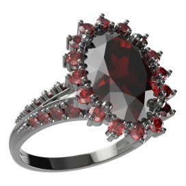 BG prsten s oválným kamenem 507-G Stříbro 925 - ruthenium (30-90dní) Granát