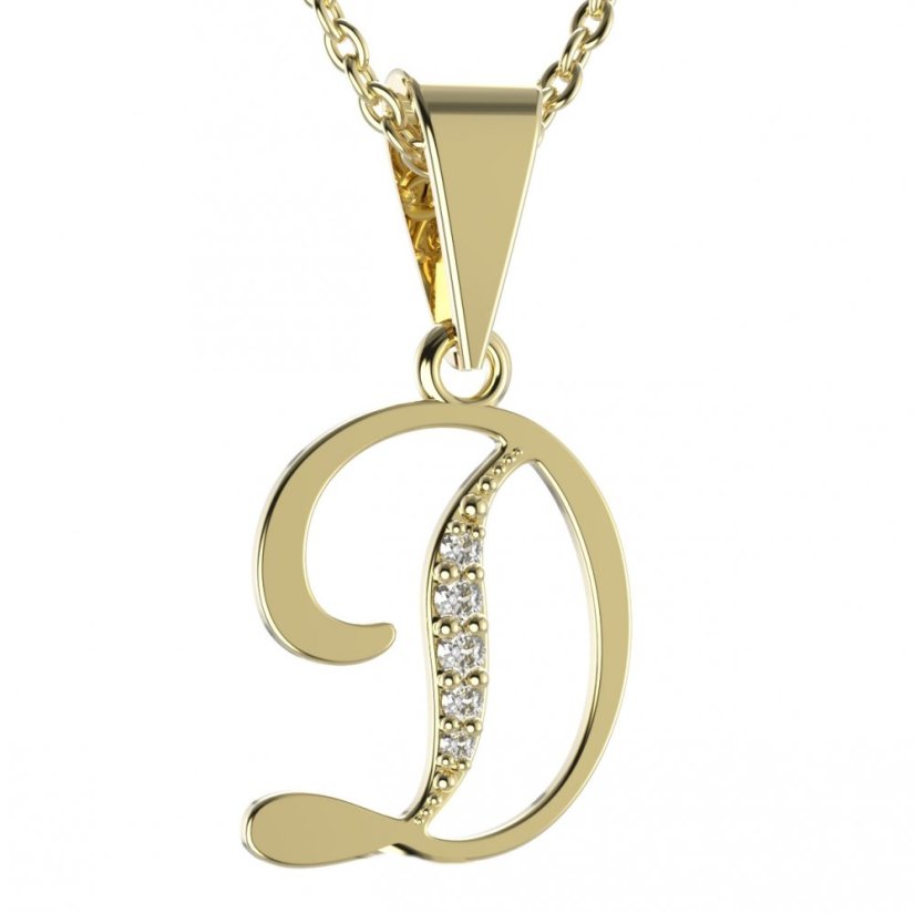 BG zlatý přívěsek písmenko D - 1213 Žluté zlato - 585 Diamant