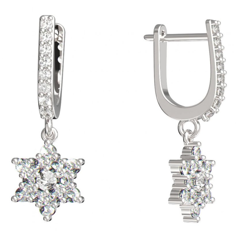 BeKid dětské náušnice hvězdička 090 Bílé zlato - 585 Diamant