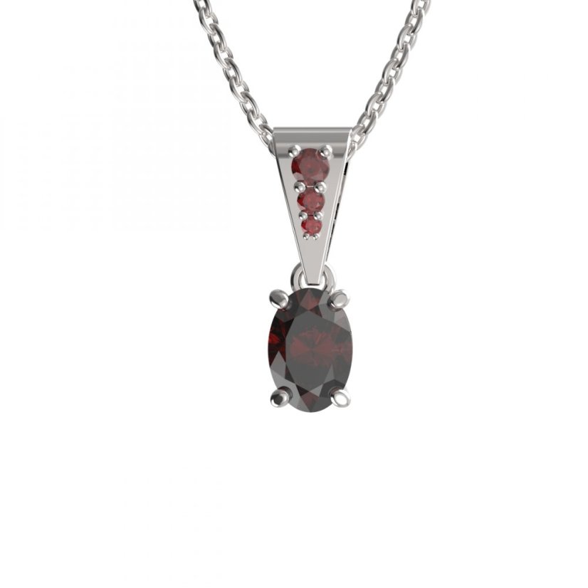 BG přívěs s centrálním oválným kamenem 711 Stříbro 925 - rhodium Granát