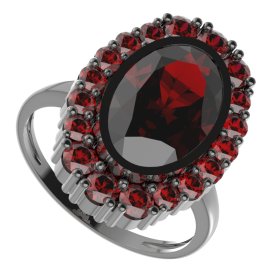 BG prsten oválný 523-I Stříbro 925 - ruthenium (30-90dní) Granát