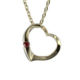 BG přívěs  srdíčko vsazený přírodní granát  004 Žluté zlato - 585