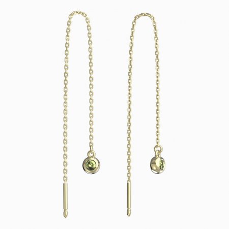 BeKid, Gold kids earrings -101 - Switching on: Chain 9 cm, Metal: Yellow gold 585, Stone: Green cubic zircon