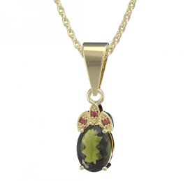 BG přívěs s českým granátem  961 Stříbro 925 - pozlacené Vltavín a granát