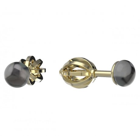 BeKid dětské náušnice 1290 s perlou - Zapínání: Kruhy 15 mm, Kov: Žluté zlato 585, Perla: Černá