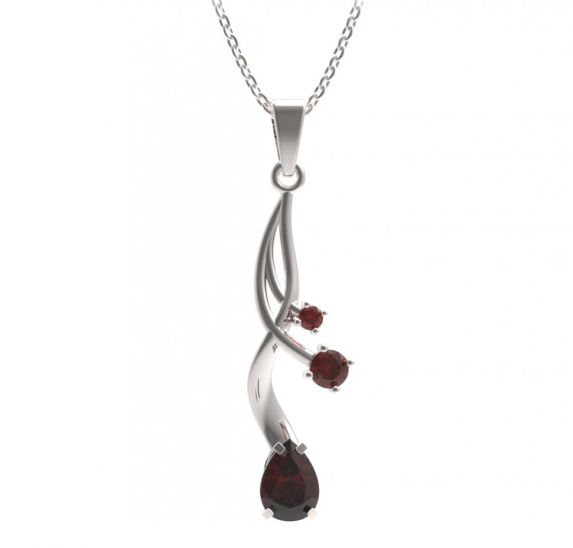 BG přívěs s centrálním kapkovitým kamenem 495-P Stříbro 925 - rhodium Granát