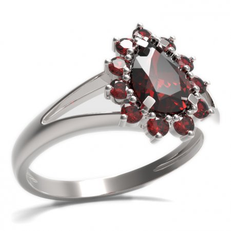 BG prsten kapkovitý kámen 509-V - Kov: Stříbro 925 - rhodium, Kámen: Granát