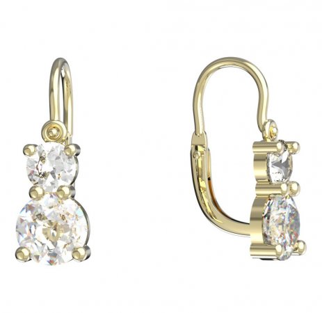 BeKid, Gold kids earrings -857 - Switching on: Brizura 0-3 roky, Metal: Yellow gold 585, Stone: White cubic zircon