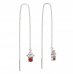 BeKid, Gold kids earrings -159 - Switching on: Chain 9 cm, Metal: White gold 585, Stone: Red cubic zircon