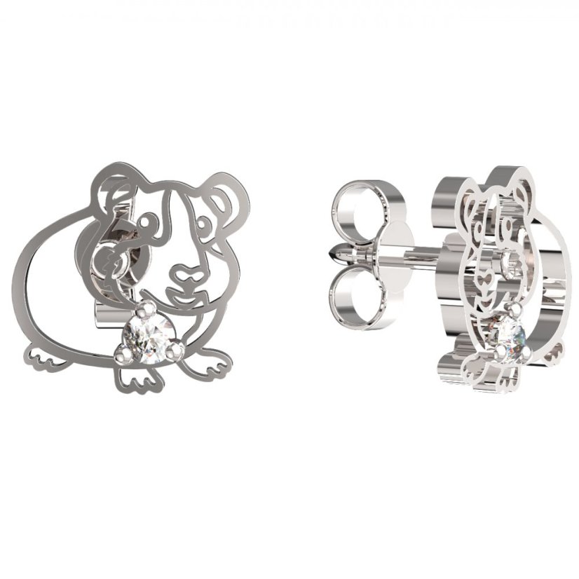 BeKid dětské náušnice morče 1204 Bílé zlato - 585 Diamant