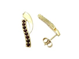 BG náušnice s českým granátem  1138 Žluté zlato - 585 Granát