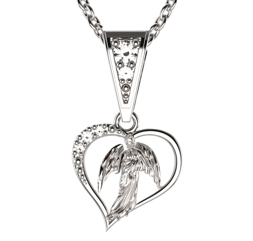 BG zlatý přívěšek anděl 1178 Bílé zlato - 585 Diamant