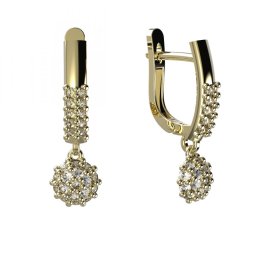 BG zlaté náušnice kytička 850 Žluté zlato - 585 Diamant