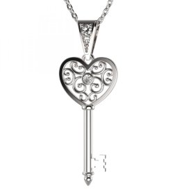 BG zlatý (stříbrný) klíček 611 Bílé zlato - 585 Bílý kubický zirkon