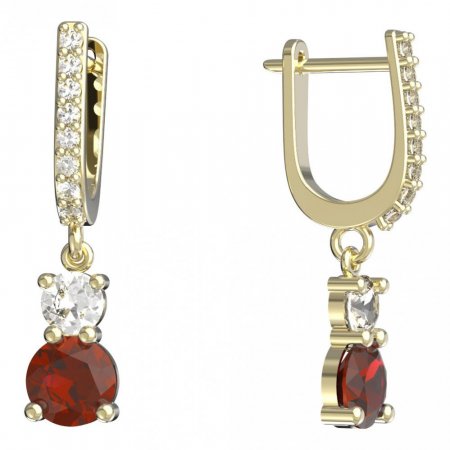 BeKid, Gold kids earrings -857 - Switching on: English, Metal: Yellow gold 585, Stone: Red cubic zircon